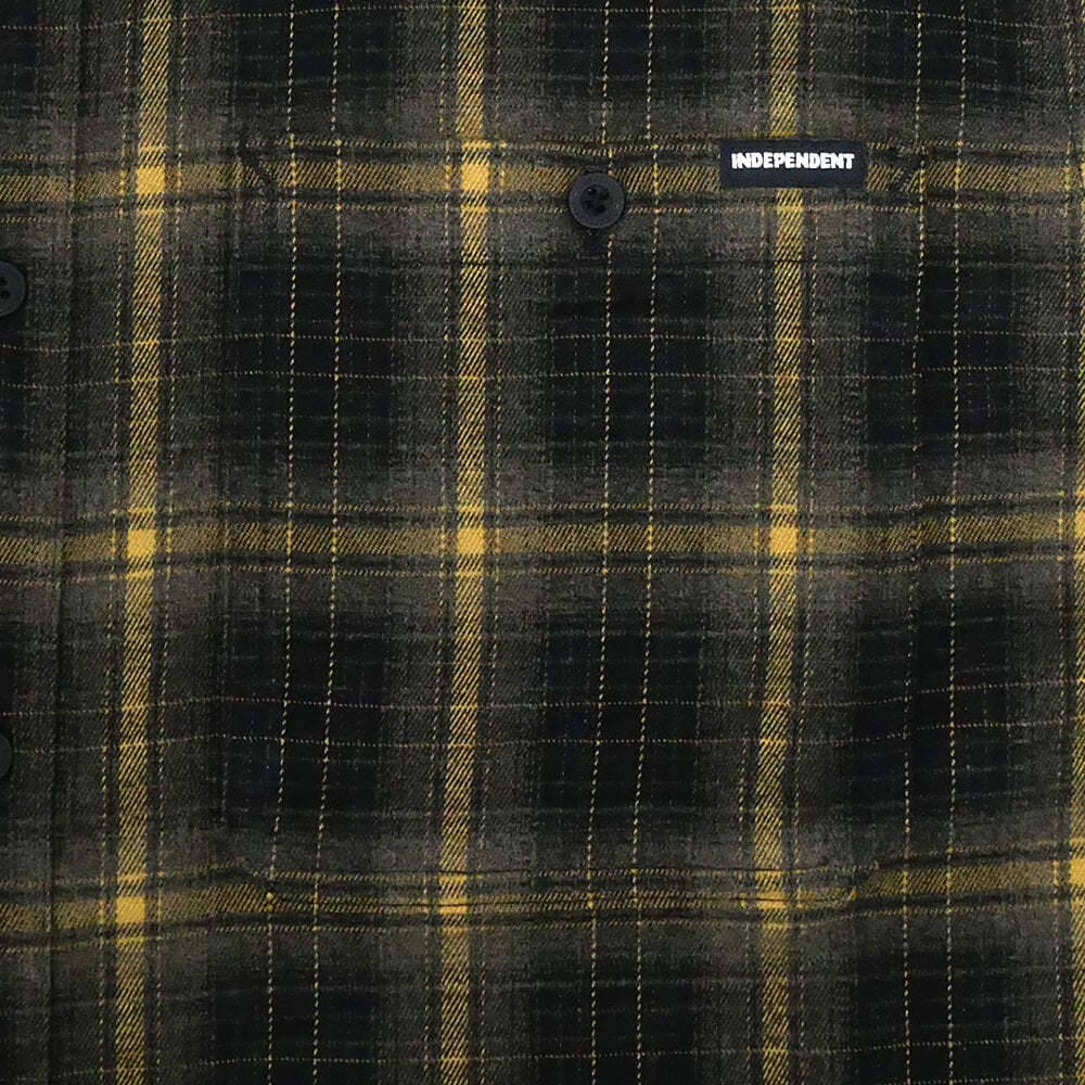 INDEPENDENT SHORT SLEEVE SHIRTS インディペンデント 半袖シャツ BELMONT FLANNEL BLACK/TAN スケートボード スケボー 2