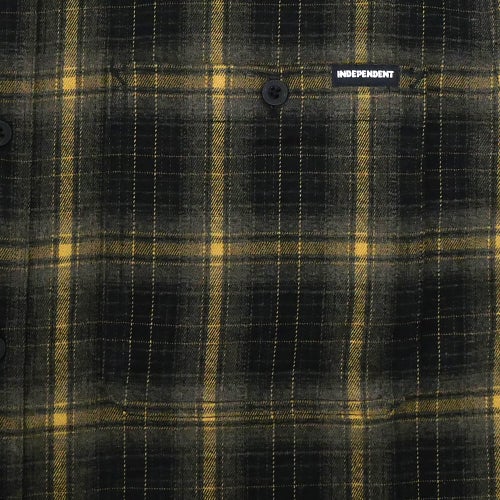 INDEPENDENT SHORT SLEEVE SHIRTS インディペンデント 半袖シャツ BELMONT FLANNEL BLACK/TAN スケートボード スケボー 2