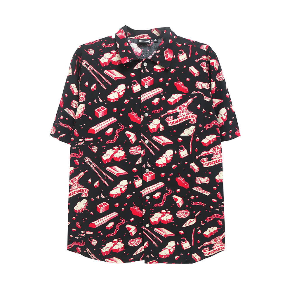  INDEPENDENT SHORT SLEEVE SHIRTS インディペンデント 半袖シャツ UNDER THE BRIDGE TAR/RED スケートボード スケボー 