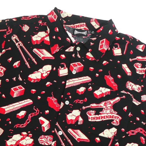  INDEPENDENT SHORT SLEEVE SHIRTS インディペンデント 半袖シャツ UNDER THE BRIDGE TAR/RED スケートボード スケボー 1