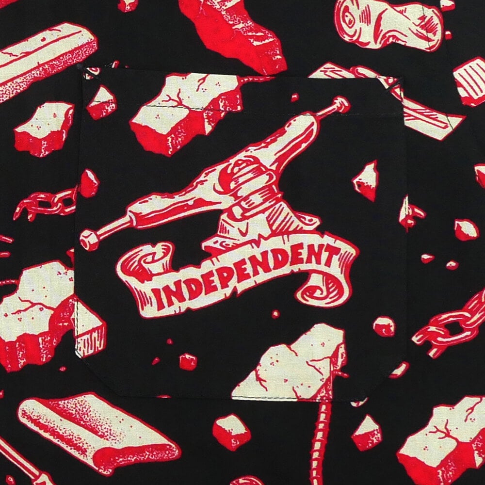  INDEPENDENT SHORT SLEEVE SHIRTS インディペンデント 半袖シャツ UNDER THE BRIDGE TAR/RED スケートボード スケボー 2