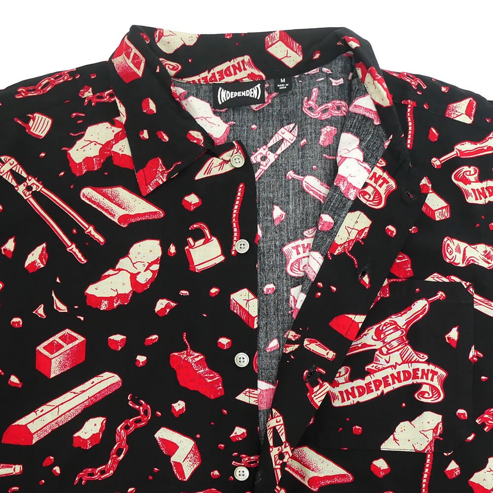  INDEPENDENT SHORT SLEEVE SHIRTS インディペンデント 半袖シャツ UNDER THE BRIDGE TAR/RED スケートボード スケボー 3