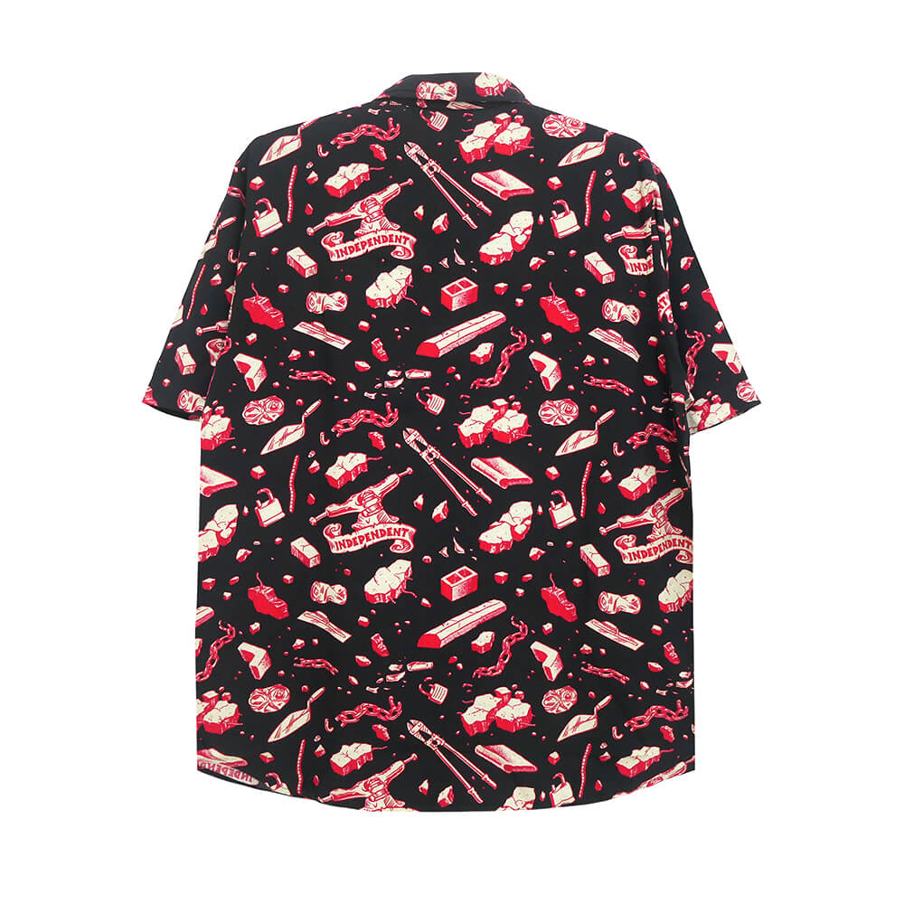  INDEPENDENT SHORT SLEEVE SHIRTS インディペンデント 半袖シャツ UNDER THE BRIDGE TAR/RED スケートボード スケボー 5