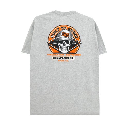  INDEPENDENT T-SHIRT インディペンデント Tシャツ BUILT TO GRIND HARD HEAD GREY スケートボード スケボー 