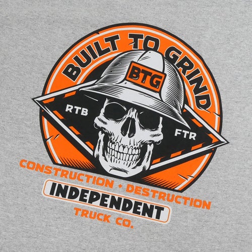  INDEPENDENT T-SHIRT インディペンデント Tシャツ BUILT TO GRIND HARD HEAD GREY スケートボード スケボー 3