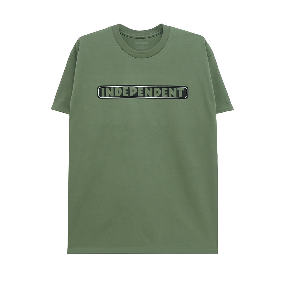  INDEPENDENT T-SHIRT インディペンデント Tシャツ BAR LOGO MILITARY GREEN スケートボード スケボー 