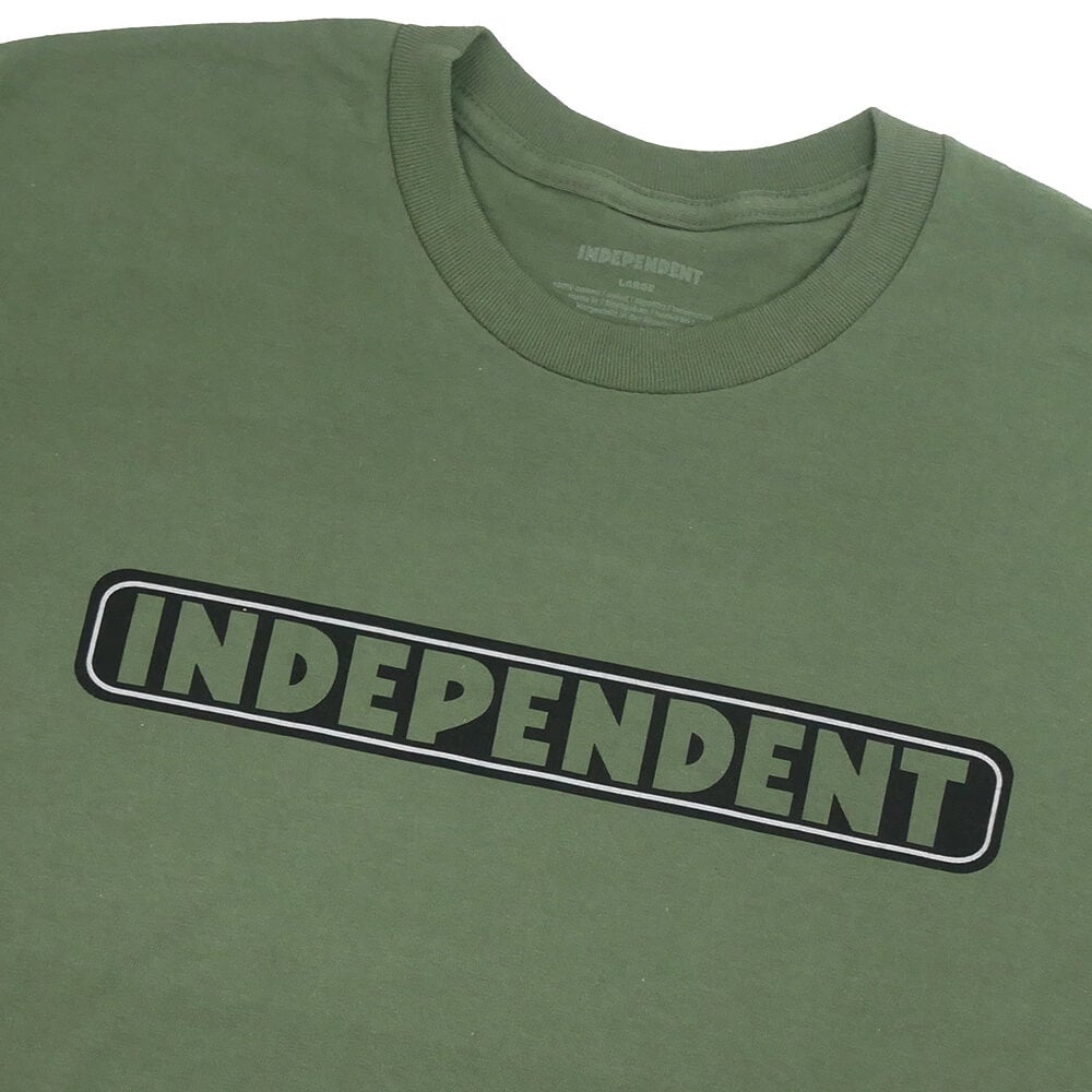  INDEPENDENT T-SHIRT インディペンデント Tシャツ BAR LOGO MILITARY GREEN スケートボード スケボー 1