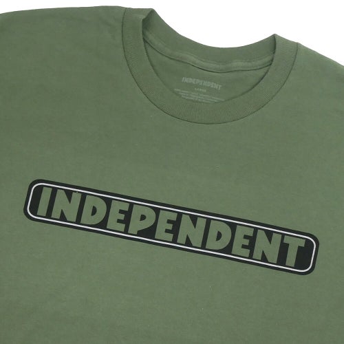  INDEPENDENT T-SHIRT インディペンデント Tシャツ BAR LOGO MILITARY GREEN スケートボード スケボー 1