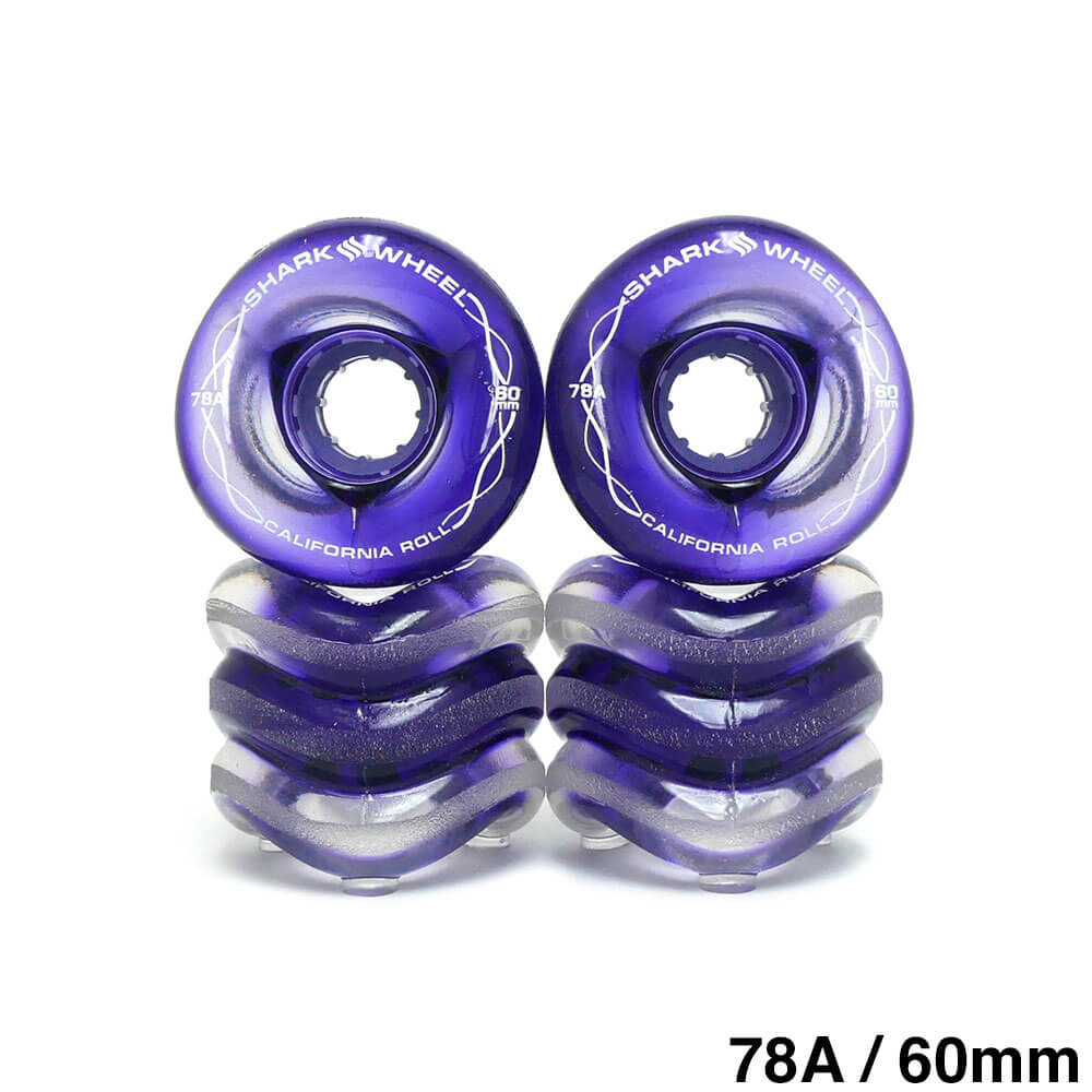 SHARK WHEEL シャークウィール ソフトウィール（クルーザー） CALIFORNIA ROLL（78A）CLEAR PURPLE HUB 60mm スケートボード スケボー　1