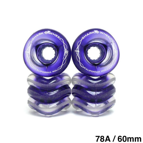 SHARK WHEEL シャークウィール ソフトウィール（クルーザー） CALIFORNIA ROLL（78A）CLEAR PURPLE HUB 60mm スケートボード スケボー　1