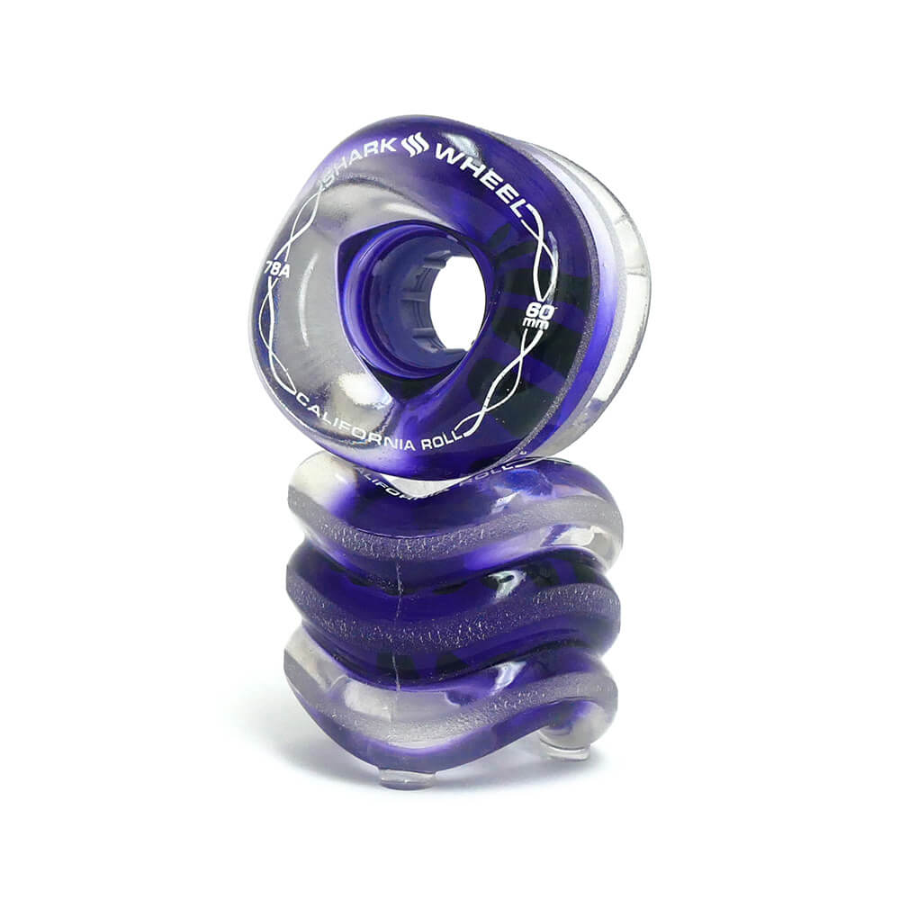 SHARK WHEEL シャークウィール ソフトウィール（クルーザー） CALIFORNIA ROLL（78A）CLEAR PURPLE HUB 60mm スケートボード スケボー　3