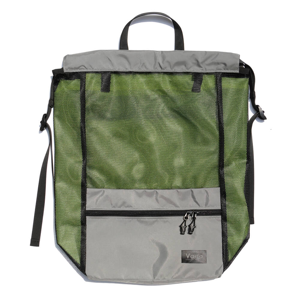 VAGA BACKPACK バガ バックパック リュック MESH SACK GREY/NEON GREEN スケートボード スケボー2