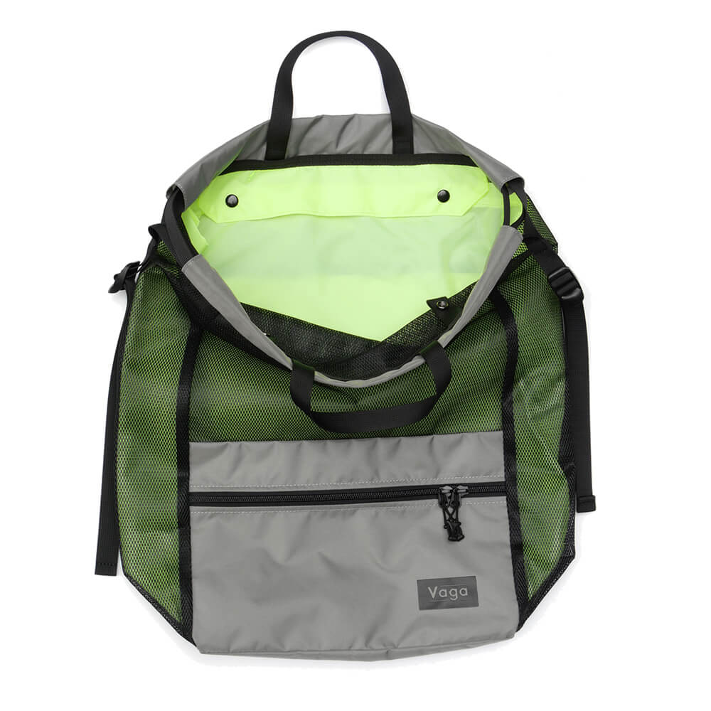 VAGA BACKPACK バガ バックパック リュック MESH SACK GREY/NEON GREEN スケートボード スケボー4