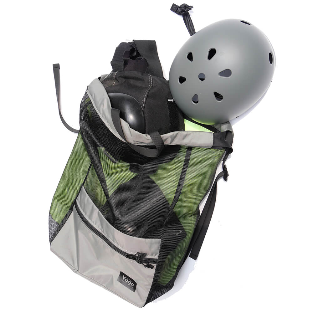 VAGA BACKPACK バガ バックパック リュック MESH SACK GREY/NEON GREEN スケートボード スケボー9
