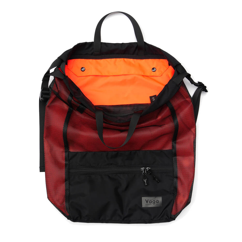 VAGA BACKPACK バガ バックパック リュック MESH SACK BLACK/NEON ORANGE スケートボード スケボー 4