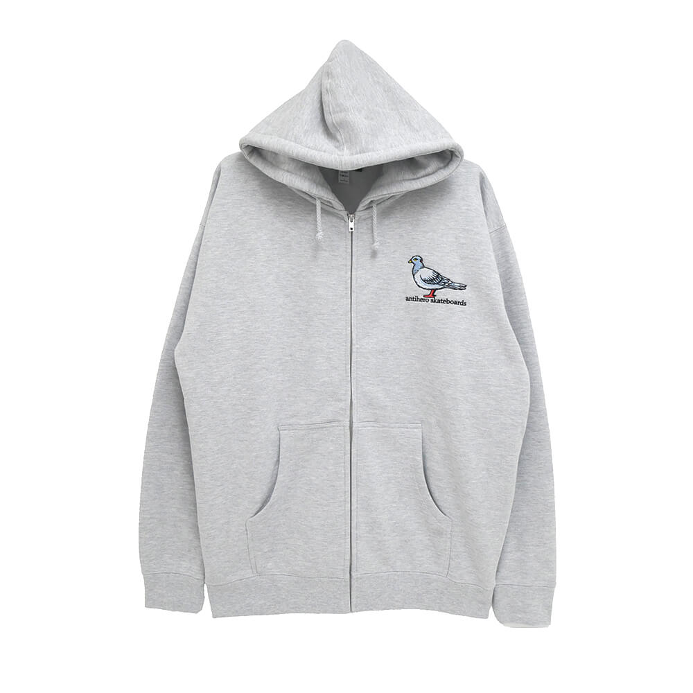 ANTIHERO HOOD アンチヒーロー パーカー LIL PIGEON EMB ZIP UP GREY スケートボード スケボー 