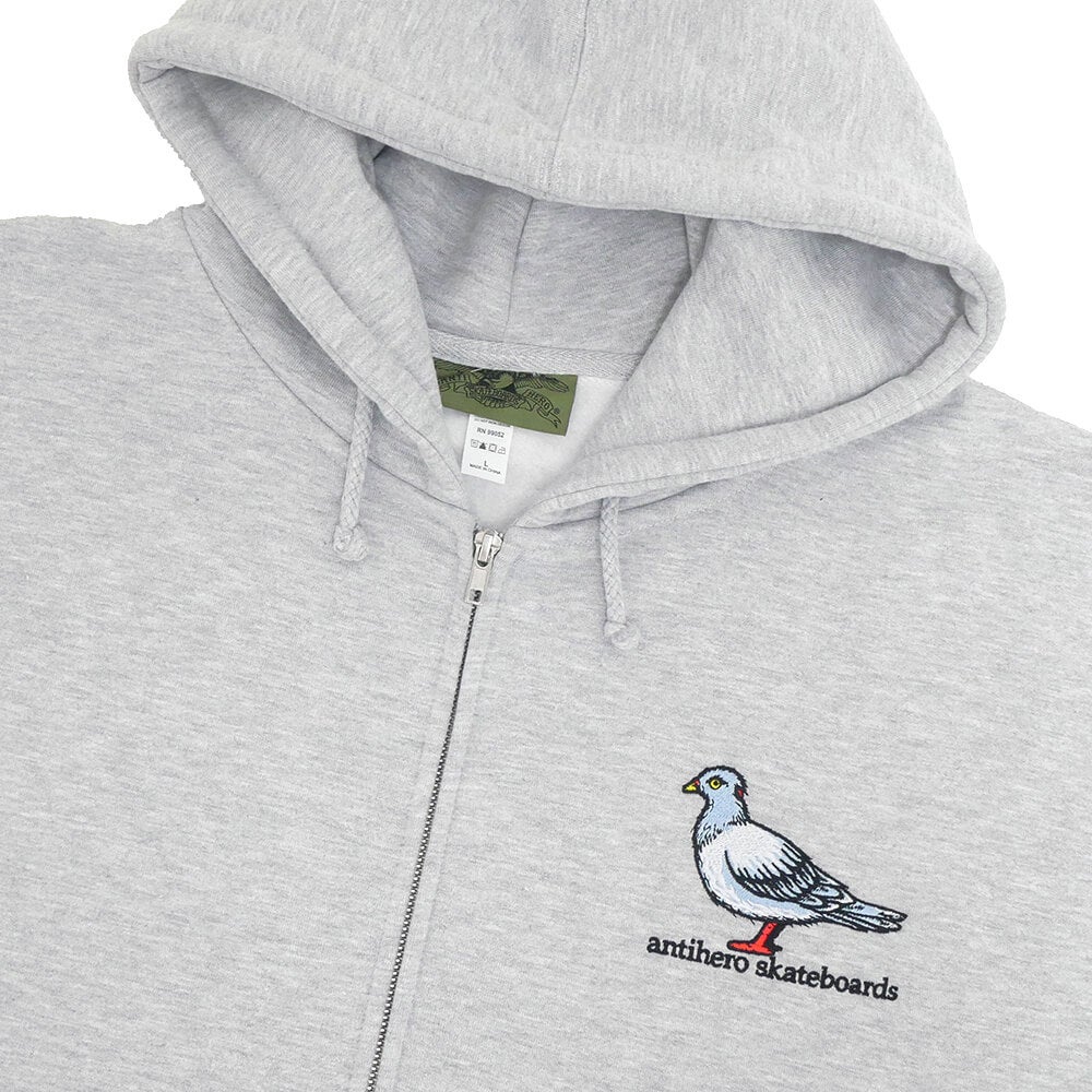 ANTIHERO HOOD アンチヒーロー パーカー LIL PIGEON EMB ZIP UP GREY スケートボード スケボー 1