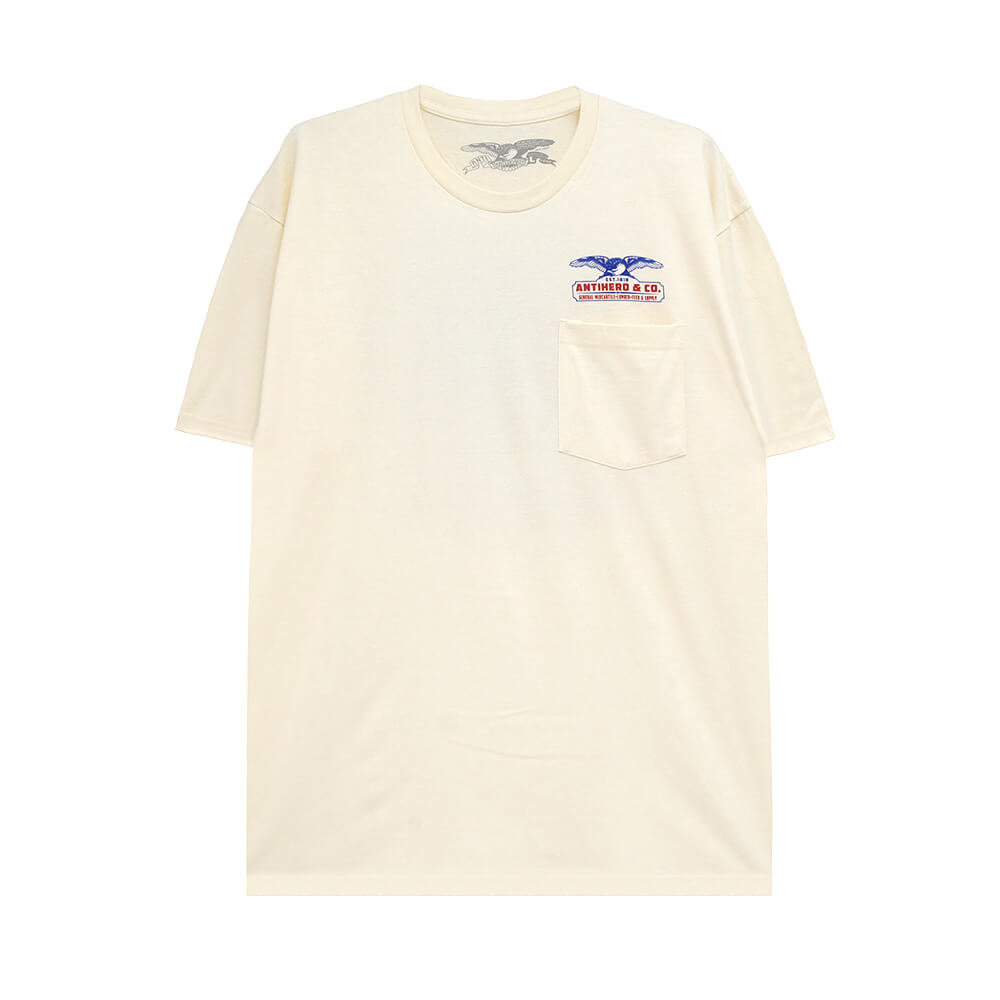 ANTIHERO T-SHIRT アンチヒーロー Tシャツ PIGEON MASH 2 POCKET NATURAL スケートボード スケボー 1