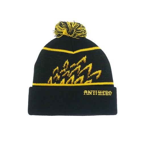 ANTIHERO KNITCAP アンチヒーロー ニットキャップ EAGLE POM BEANIE BLACK/YELLOW スケートボード スケボー 