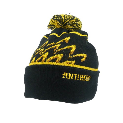 ANTIHERO KNITCAP アンチヒーロー ニットキャップ EAGLE POM BEANIE BLACK/YELLOW スケートボード スケボー 1