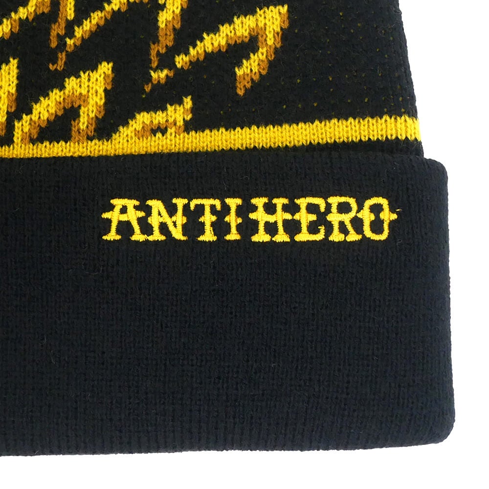 ANTIHERO KNITCAP アンチヒーロー ニットキャップ EAGLE POM BEANIE BLACK/YELLOW スケートボード スケボー 3