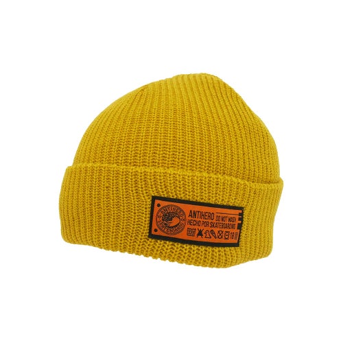 ANTIHERO KNITCAP アンチヒーロー ニットキャップ HECHO POR SKATEBOARDING CUFF BEANIE YELLOW/ORANGE スケートボード スケボー 1