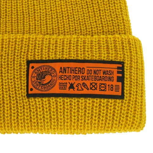ANTIHERO KNITCAP アンチヒーロー ニットキャップ HECHO POR SKATEBOARDING CUFF BEANIE YELLOW/ORANGE スケートボード スケボー 2