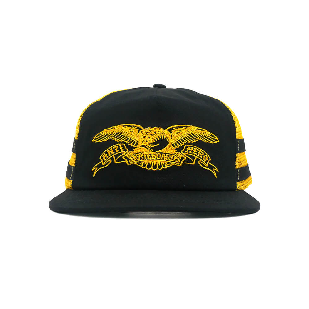 ANTIHERO MESHCAP アンチヒーロー メッシュキャップ BASIC EAGLE MESH SNAPBACK BLACK/YELLOW スケートボード スケボー 1