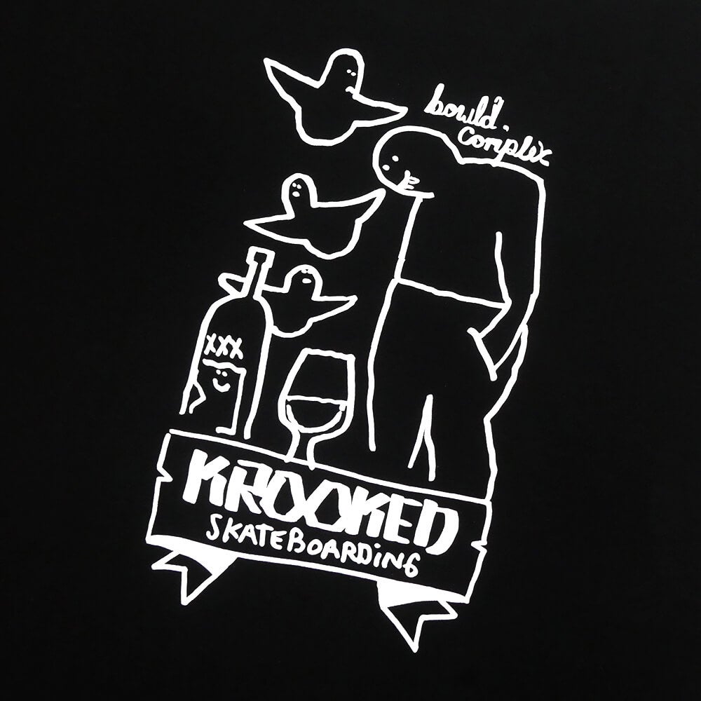 KROOKED T-SHIRT クルキッド Tシャツ COMPLEX BLACK スケートボード スケボー 3