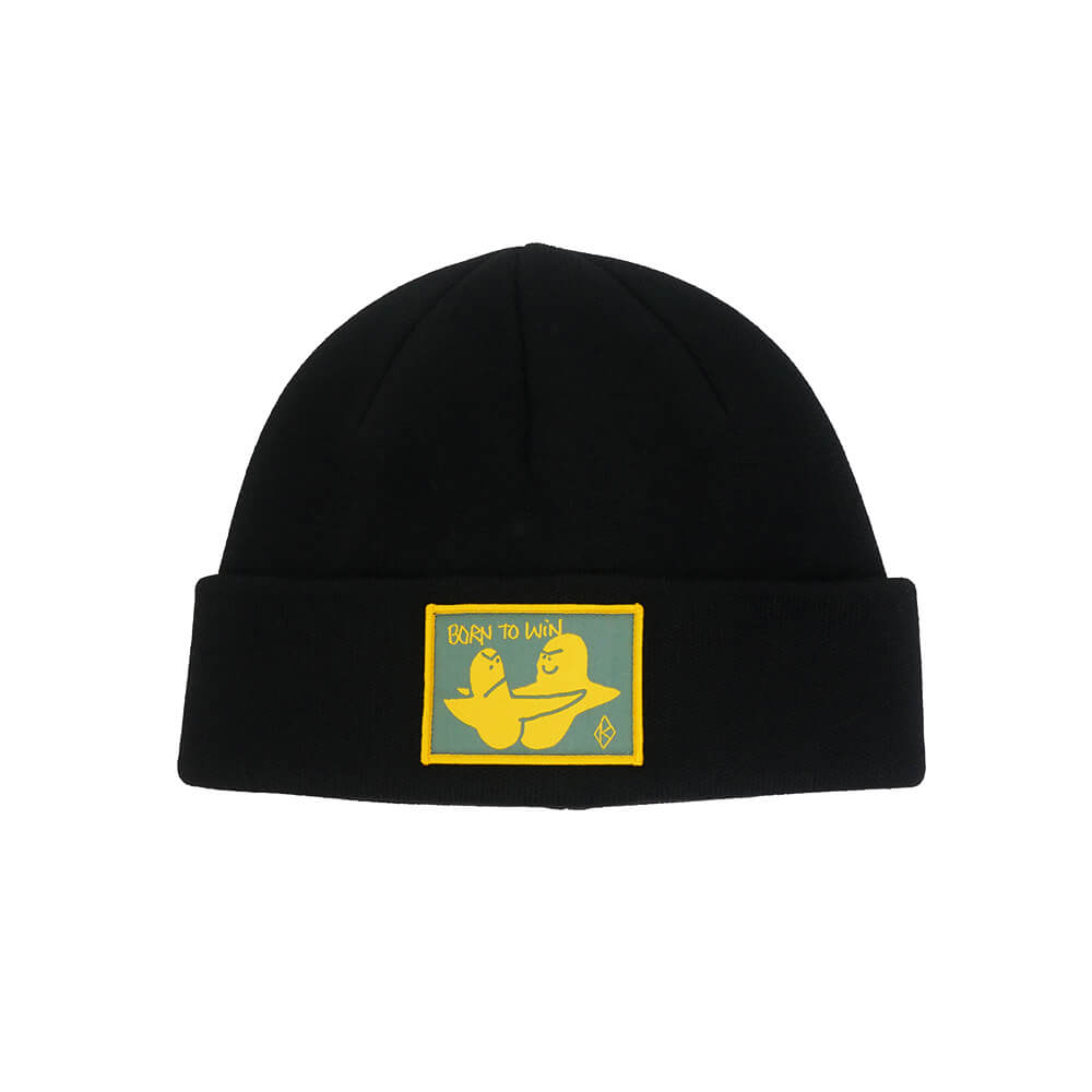 KROOKED KNITCAP クルキッド ニットキャップ BORN TO WIN CUFF BEANIE BLACK スケートボード スケボー 