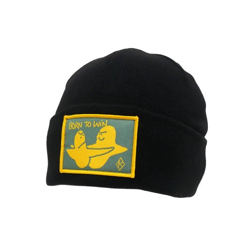 KROOKED KNITCAP クルキッド ニットキャップ BORN TO WIN CUFF BEANIE BLACK スケートボード スケボー 1