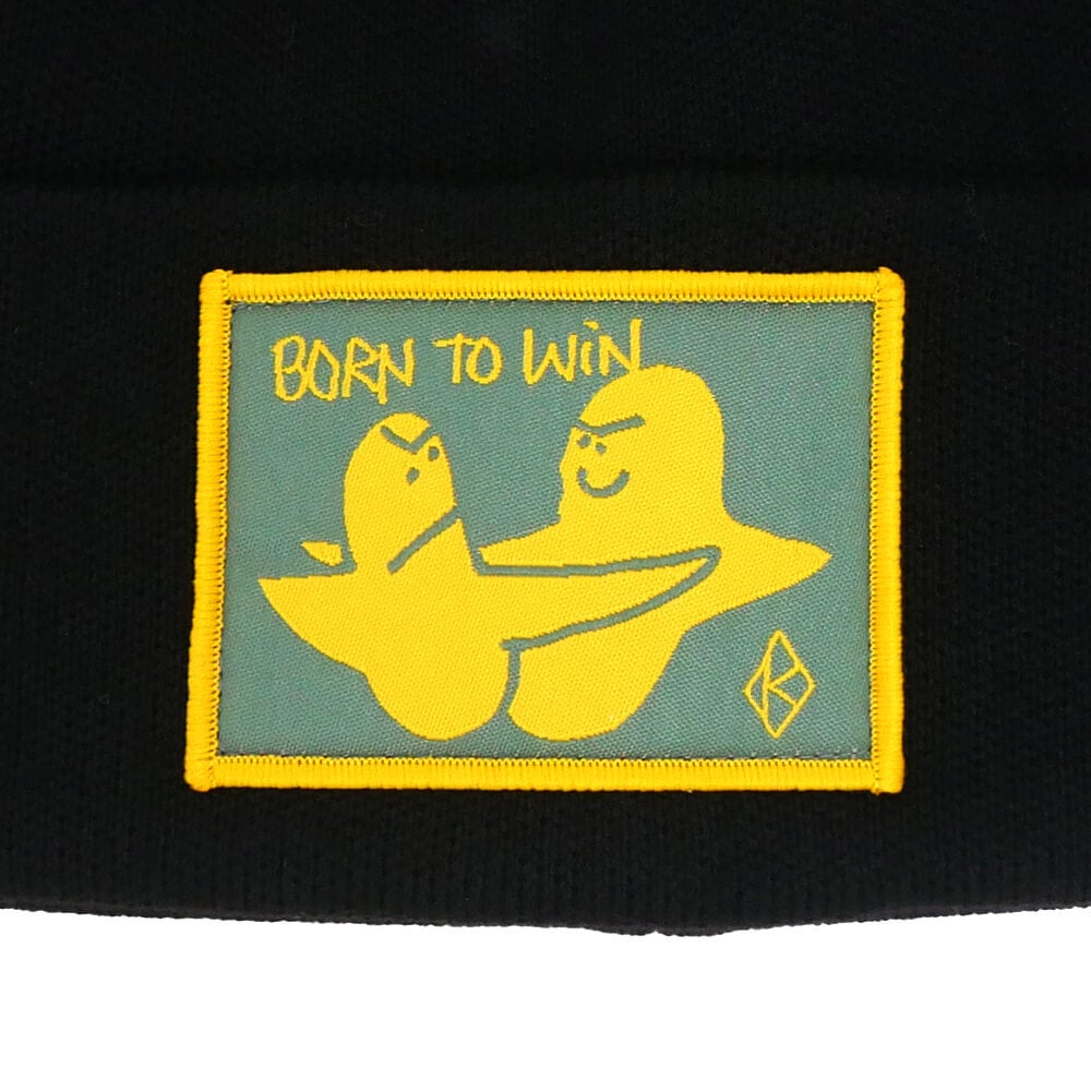 KROOKED KNITCAP クルキッド ニットキャップ BORN TO WIN CUFF BEANIE BLACK スケートボード スケボー 2