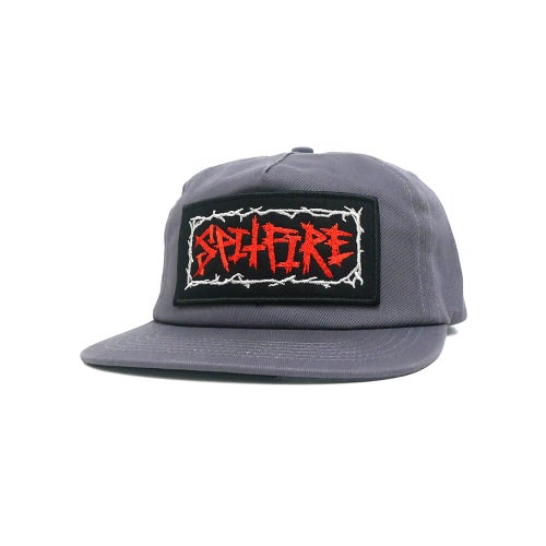 SPITFIRE CAP スピットファイヤー キャップ GAS MASK SCRIPT PATCH SNAPBACK CHARCOAL スケートボード スケボー 