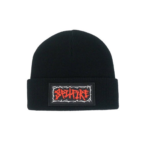 SPITFIRE KNITCAP スピットファイヤー ニットキャップ GAS MASK SCRIPT PATCH CUFF BEANIE BLACK スケートボード スケボー 