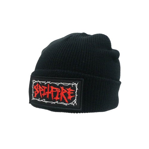 SPITFIRE KNITCAP スピットファイヤー ニットキャップ GAS MASK SCRIPT PATCH CUFF BEANIE BLACK スケートボード スケボー 1