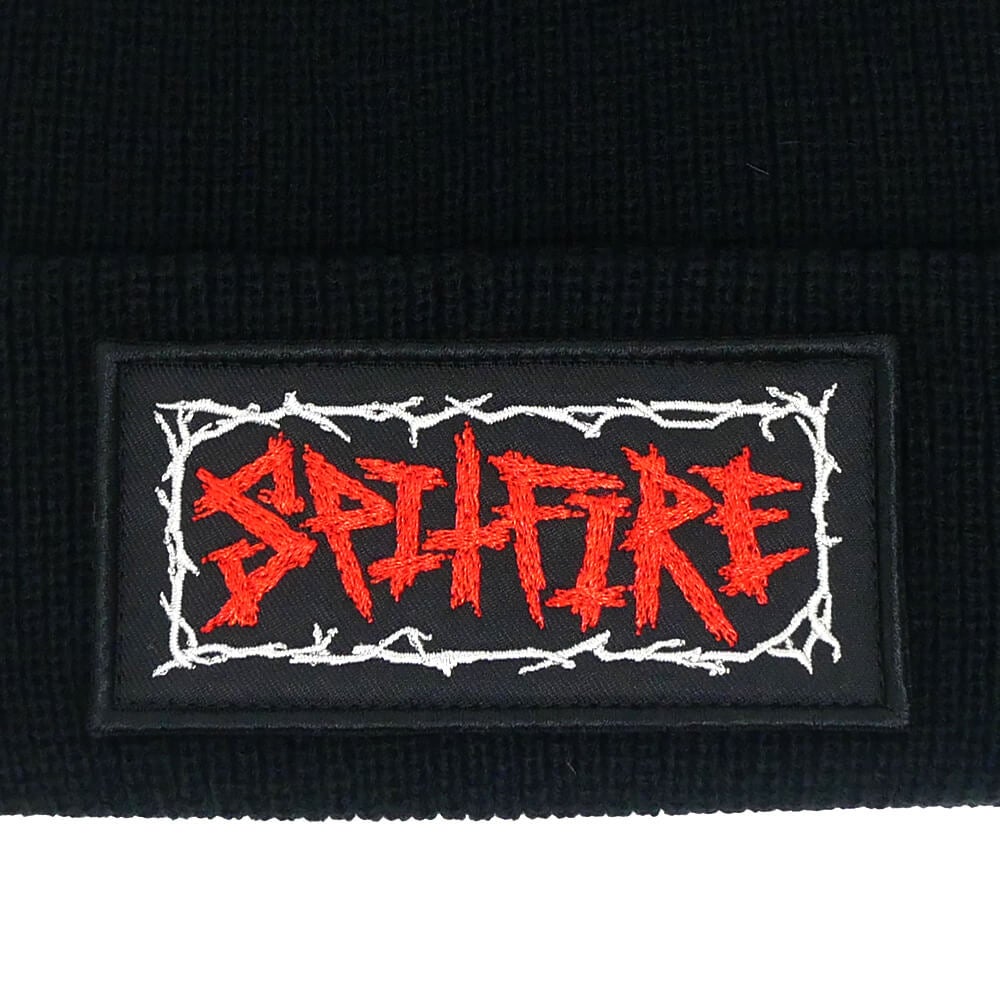 SPITFIRE KNITCAP スピットファイヤー ニットキャップ GAS MASK SCRIPT PATCH CUFF BEANIE BLACK スケートボード スケボー 2