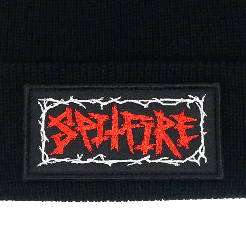 SPITFIRE KNITCAP スピットファイヤー ニットキャップ GAS MASK SCRIPT PATCH CUFF BEANIE BLACK スケートボード スケボー 2