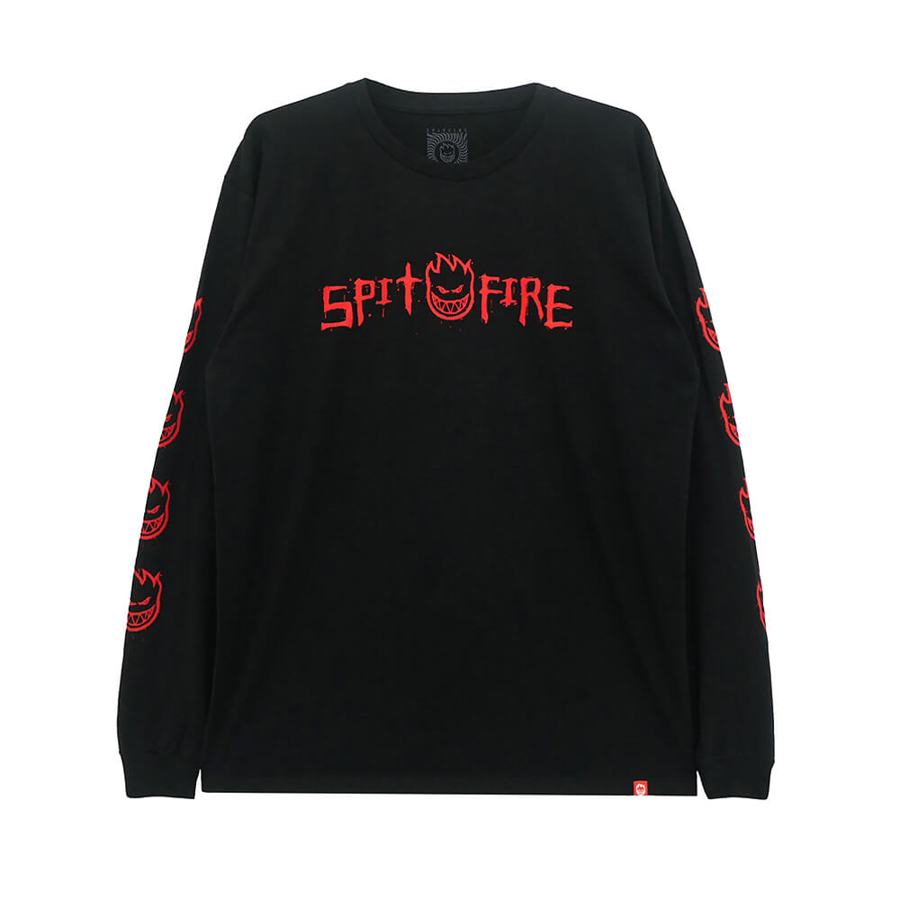 SPITFIRE LONG SLEEVE スピットファイヤー ロングスリーブTシャツ ROUGH SCRIBBLE BIGHEAD SLEEVE BLACK スケートボード スケボー 