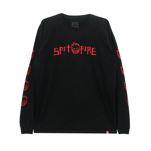 SPITFIRE LONG SLEEVE スピットファイヤー ロングスリーブTシャツ ROUGH SCRIBBLE BIGHEAD SLEEVE BLACK スケートボード スケボー 