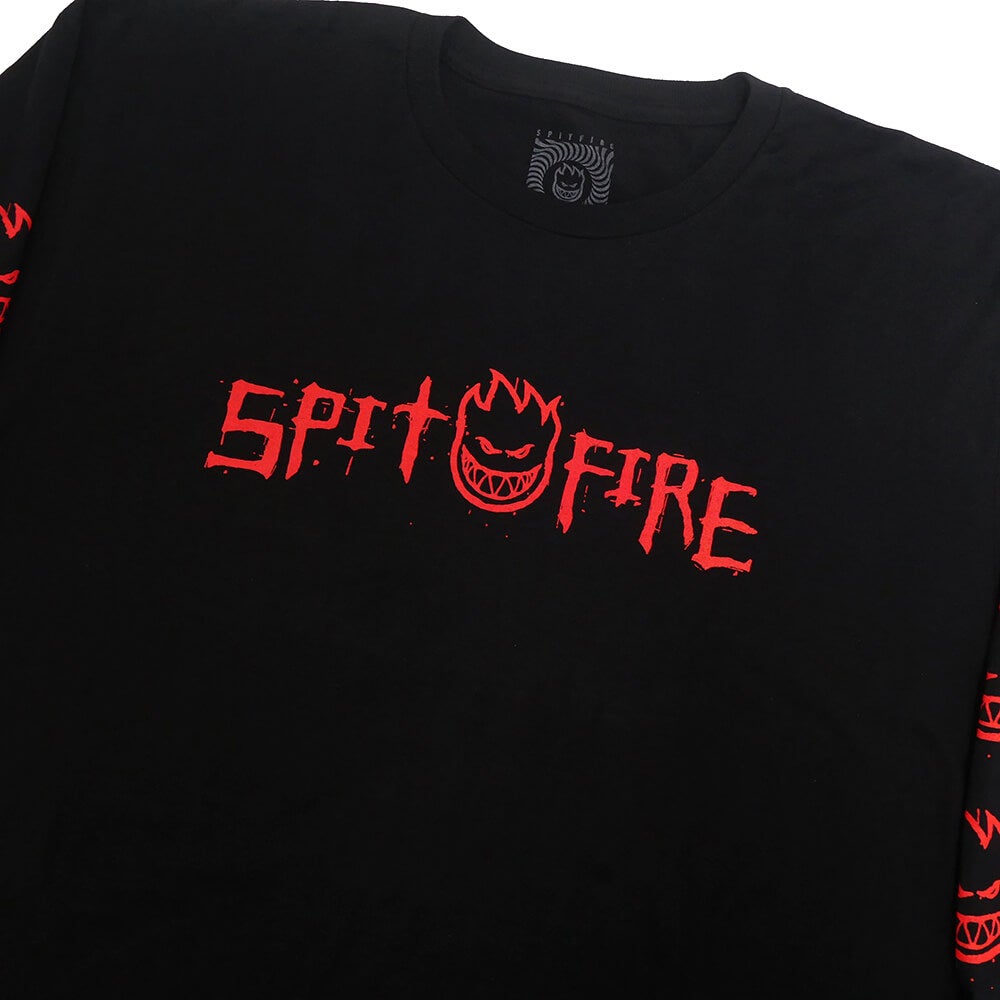 SPITFIRE LONG SLEEVE スピットファイヤー ロングスリーブTシャツ ROUGH SCRIBBLE BIGHEAD SLEEVE BLACK スケートボード スケボー 1