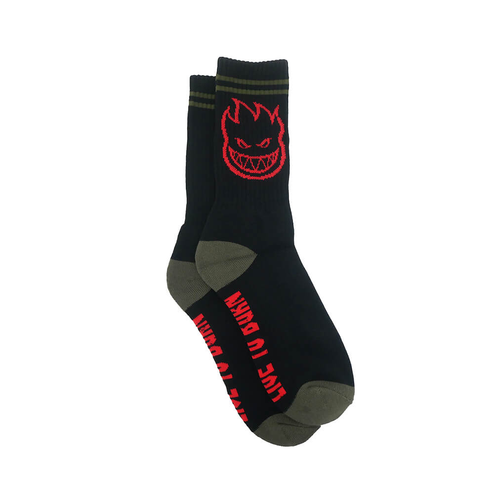 SPITFIRE SOCKS スピットファイヤー ソックス 靴下 BIGHEAD BLACK/OLIVE/RED スケートボード スケボー 3