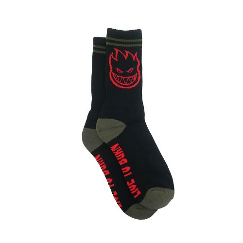 SPITFIRE SOCKS スピットファイヤー ソックス 靴下 BIGHEAD BLACK/OLIVE/RED スケートボード スケボー 3
