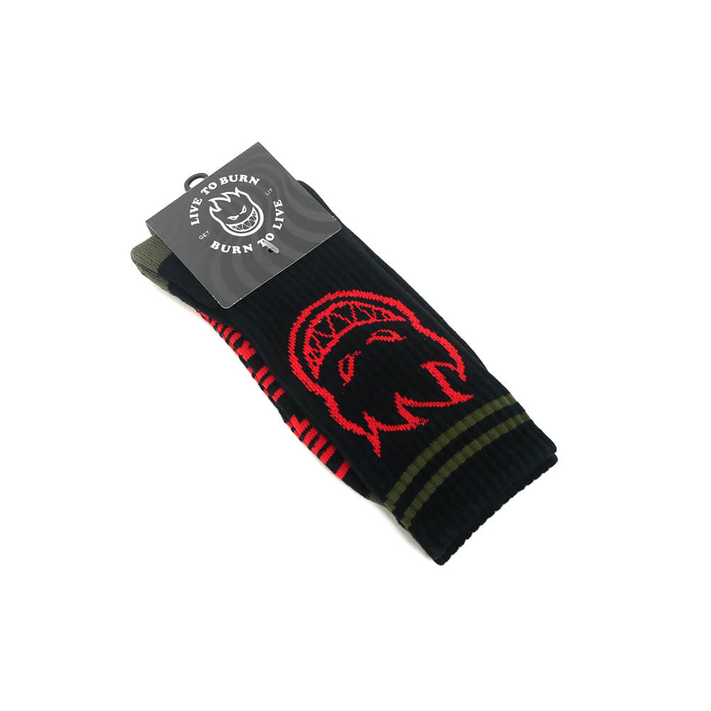 SPITFIRE SOCKS スピットファイヤー ソックス 靴下 BIGHEAD BLACK/OLIVE/RED スケートボード スケボー 6
