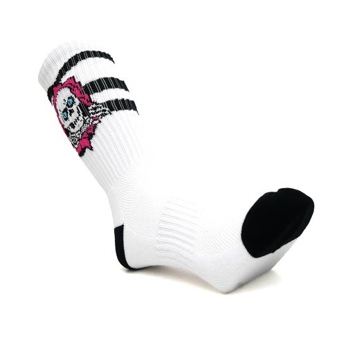 POWELL PERALTA SOCKS パウエルペラルタ ソックス 靴下 RIPPER RIP STRIPES WHITE/BLACK/PINK スケートボード スケボー 