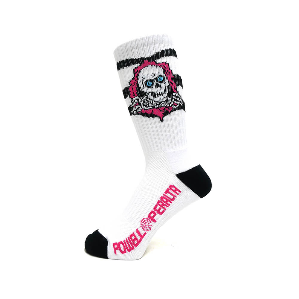 POWELL PERALTA SOCKS パウエルペラルタ ソックス 靴下 RIPPER RIP STRIPES WHITE/BLACK/PINK スケートボード スケボー 1