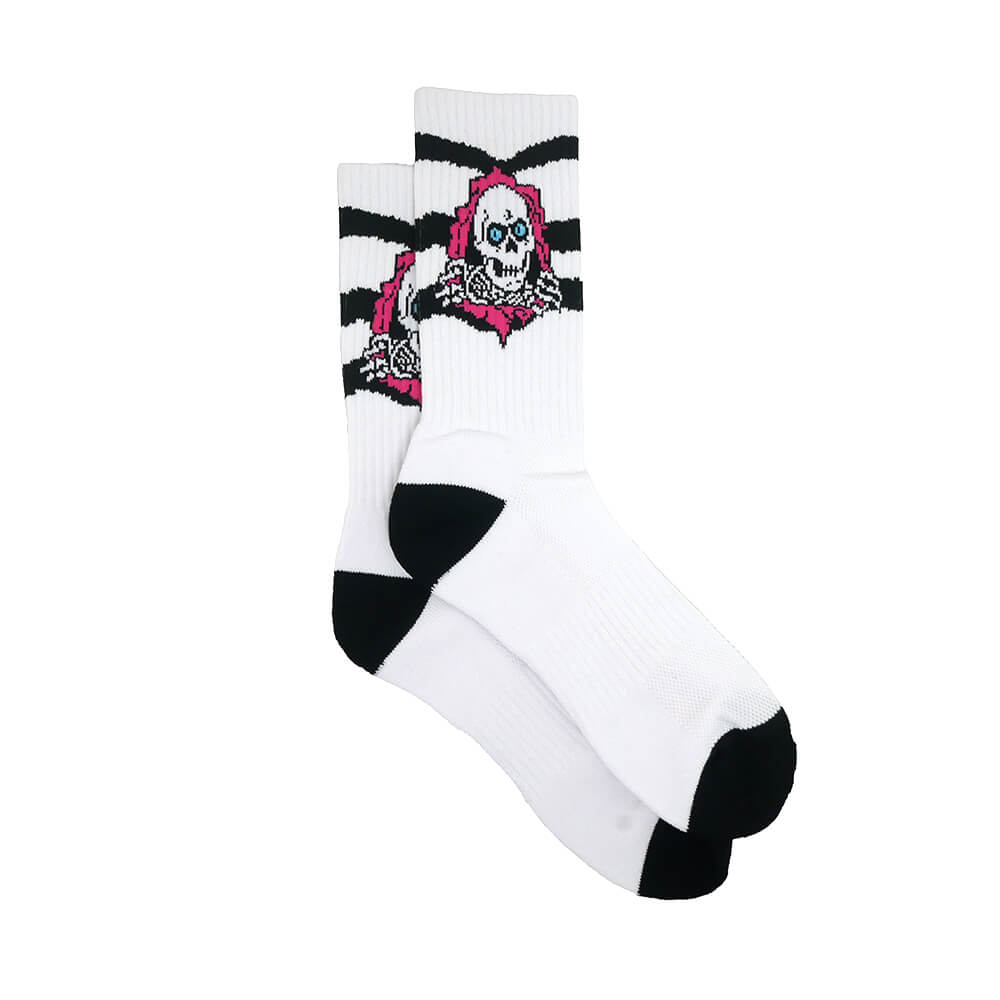 POWELL PERALTA SOCKS パウエルペラルタ ソックス 靴下 RIPPER RIP STRIPES WHITE/BLACK/PINK スケートボード スケボー 3
