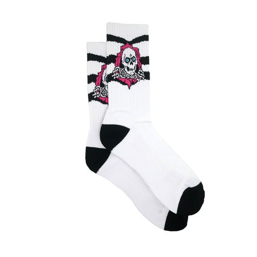 POWELL PERALTA SOCKS パウエルペラルタ ソックス 靴下 RIPPER RIP STRIPES WHITE/BLACK/PINK スケートボード スケボー 3