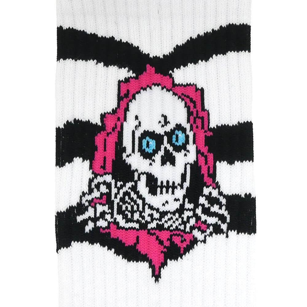 POWELL PERALTA SOCKS パウエルペラルタ ソックス 靴下 RIPPER RIP STRIPES WHITE/BLACK/PINK スケートボード スケボー 4