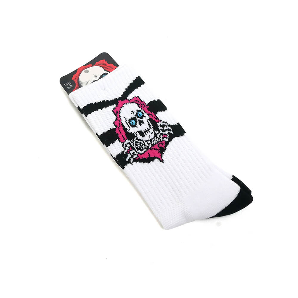 POWELL PERALTA SOCKS パウエルペラルタ ソックス 靴下 RIPPER RIP STRIPES WHITE/BLACK/PINK スケートボード スケボー 6