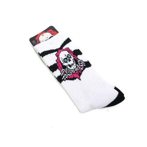 POWELL PERALTA SOCKS パウエルペラルタ ソックス 靴下 RIPPER RIP STRIPES WHITE/BLACK/PINK スケートボード スケボー 6
